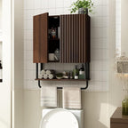 RUSTOWN Fluted Bathroom Wall Cabinet with 2 Doors, 3-Tier Medicine Cabinet - Image 7