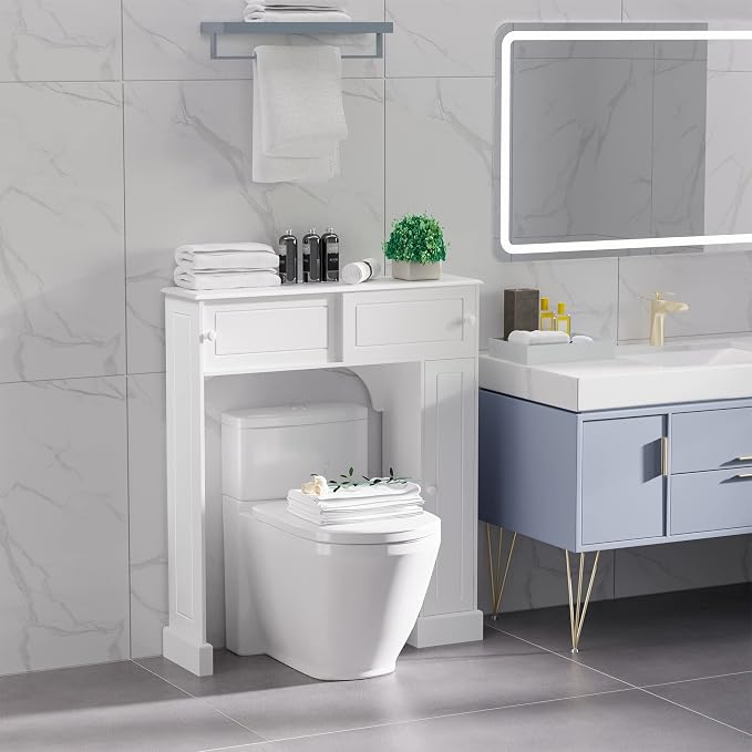 HOMCOM Over The Toilet Bathroom Cabinet Storage Cabinet White - Image 2