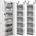 2 Pack Over The Door Hanging Organizer 6-Shelves and 12 Side Pockets, Over The Door Storage for Bathroom and Bedroom, Back of Door Organizers for Baby Products and Kid's Toys(13"x5"x54" Grey) by ROOMTALK
