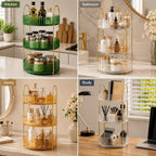 360° Rotating Organizer, Lazy Susan Bathroom Counter Organizer for Perfume, Skincare, Makeup & Cosmetic Storage, Vanity Countertop Organizer, Green, 3-Tier - Image 3