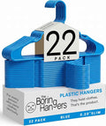 Blue Plastic Hangers 22 Pack - 10 lb Heavy Duty Clothes Hanger Set - 0.20" Slim & Space Saving Boys Room Closet Organizer Coat Hangers, Dorm Room Apartment Essentials by TheBoringHangers