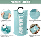 DOKEHOM 125L X-Large Laundry Basket Bag, Collapsible Hamper, Light Blue - Image 6