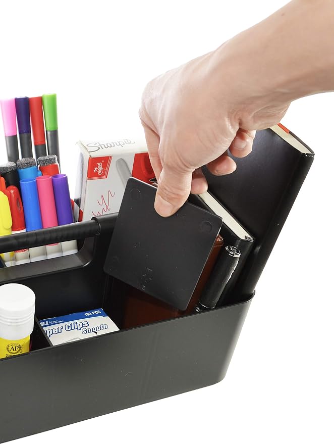 8 Compartments DIY Dividers,Large Portable Caddy, Multi Purpose,Stackable, Modern Solution for School, office, Desktop Endless use of your Choice -MADE IN USA (Black) - Image 7