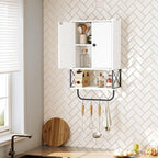 MAHANCRIS Bathroom Wall Cabinet with 2 Door and Adjustable Shelf, Farmhouse Medicine Cabinet with Towel Rack, 3-Tier Wall Mounted Storage Cabinet Over The Toilet for Bathroom Laundry Room, White - Image 9