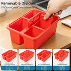 6 Pack Classroom Caddy, Plastic Caddies with Handle & Removable Dividers - Image 3