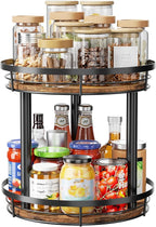 LAMU 10'' Wood Lazy Susan Spice Rack Organizer, 2 Tier Spice Organization for Cabinet, Countertop, Kitchen, Table Top, Pantry, Condiment and Seasoning Rack Organizer - Image 9