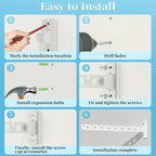 Alise Clothes Drying Rack Wall Mounted Foldable Coat Hanger,White,1P - Image 8