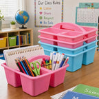 AceOrbit 4 Pack Classroom Caddy with Handle Plastic Storage Caddy Organizer - Image 8