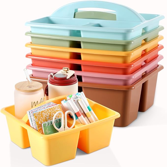 6 Pack Plastic Classroom Organizer Caddy with Handle, Boho by Yakydesign