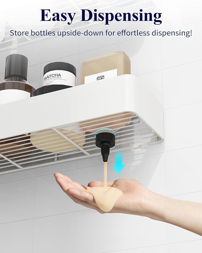 Kitsure Shower Caddy Adhesive, Stylish Shower Organizer, XX-Large, White - Image 6