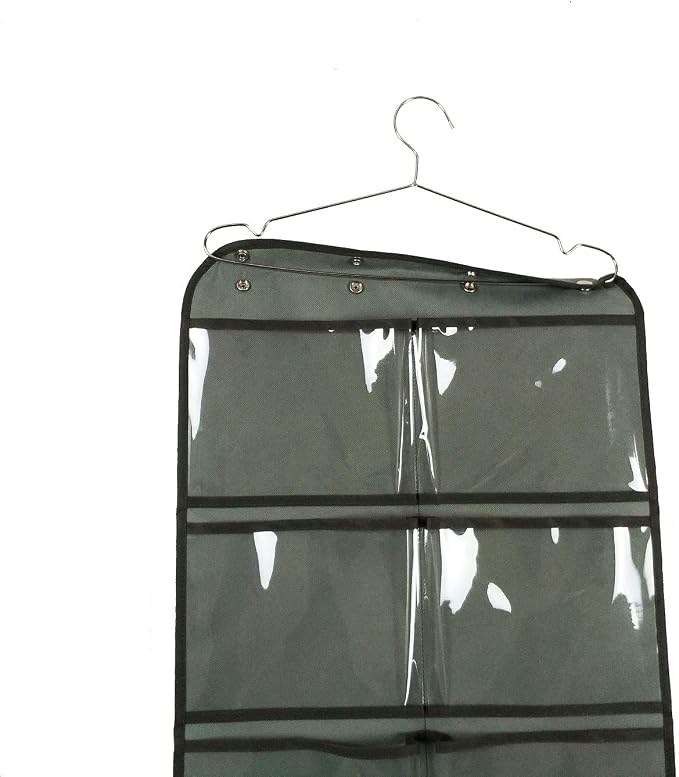 NIMES Durable Hanging Closet Underwear Sock Bra Stocking Organizer Dual-Sided Accessories Storage with 16 Large Clear Pockets (Grey) - Image 5