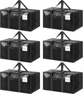 6 Pack Extra Heavy Duty Large Moving Bags with Strong Zipper, Black | Comfortable Handles, Sturdy & Durable Clothes Storage Bags Totes Bins, Blue Packing Moving Boxes for College Supplies by Fygrip