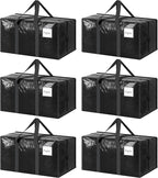 6 Pack Extra Heavy Duty Large Moving Bags with Strong Zipper, Black | Comfortable Handles, Sturdy & Durable Clothes Storage Bags Totes Bins, Blue Packing Moving Boxes for College Supplies by Fygrip