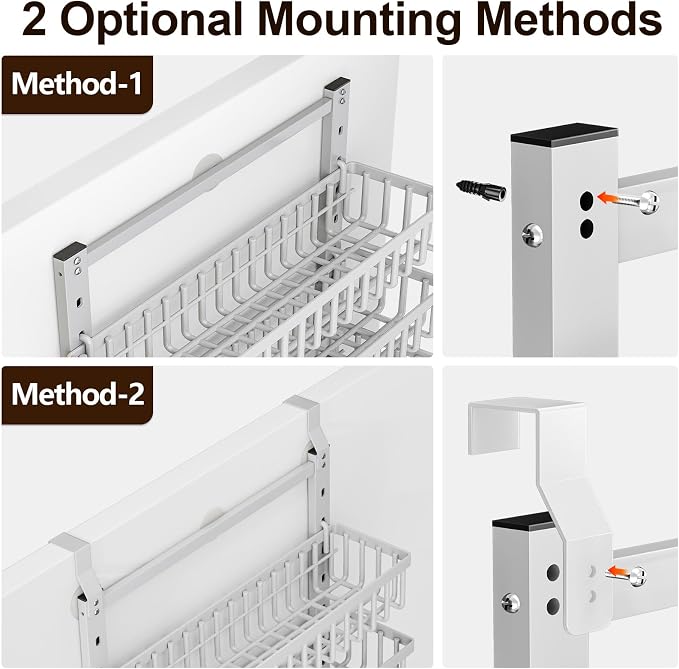 POKIPO 9 Tier Over The Door Pantry Organizer, 2 in 1 Wall Mount or Hanging Spice Rack with Adjustable Deep Basket, Heavy-Duty Seasoning Organizer and Storage for Kitchen Cabinet Closet Bathroom - Image 3