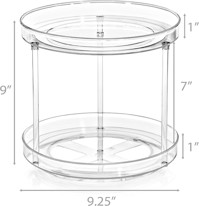 Sorbus Lazy Susan Organizer, Clear Turntable Organizer (Tall + 2 Tiered) - Image 5