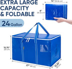 BALEINE 8-Pack Oversized Moving Bags with Reinforced Handles, Heavy-Duty Storage Tote for Clothes, Moving Supplies (Royal Blue, 8-Pack) - Image 2