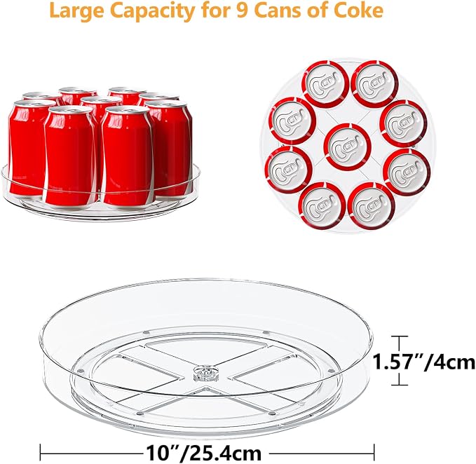 2 Pack 10 Inch Lazy Susan Turntable Organizer, Clear Rotating Spice Rack for Cabinet, Pantry, Kitchen Countertop and Fridge, Non-Slip Acrylic Spinning Tray for Bathroom Vanity - Image 4