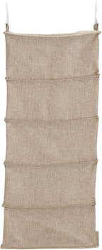 Household Essentials 10‑Pocket Hanging Shoe Organizer with Side‑by‑Side Canvas Storage and 2 Hooks for Support, Beige - Image 7