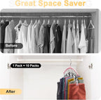 Metal Yoga Pants Hangers 1 Pack w/10 Clips Holds 10 Leggings, Space Saving Hanging Closet Organizer w/Rubber Coated Closet Organizers and Storage, Pink - Image 2