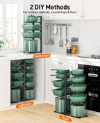 ORDORA Pots and Pans Organizer Under Cabinet 23.6" 10-Tier Adjustable Black - Image 4