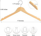 TOPIA HANGER Wooden Hangers 30 Pack, 0.28-inch Slim & Durable Clothes Hangers Space Saving, Natural Wood Hanger with 360°Swivel Hook and Non-Slip Shoulder Notches for Coat,Shirt, Camisole, Dress-CT51N - Image 2