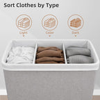 STORAGE MANIAC Triple Laundry Hamper with Lid, Metal Frame Laundry Baskets - Image 7