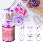 6 Pcs Acrylic Qtip Holder, Cotton Ball Holder Jars with Lids, Purple - Image 3