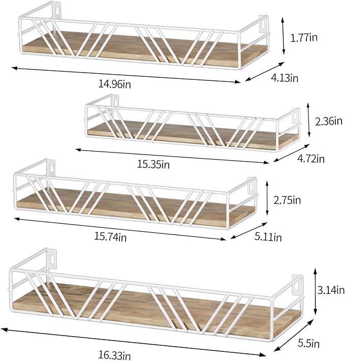 Amaoot Floating Shelves for Wall Set of 4, Wall Shelf Wood Floating Shelf - Image 2