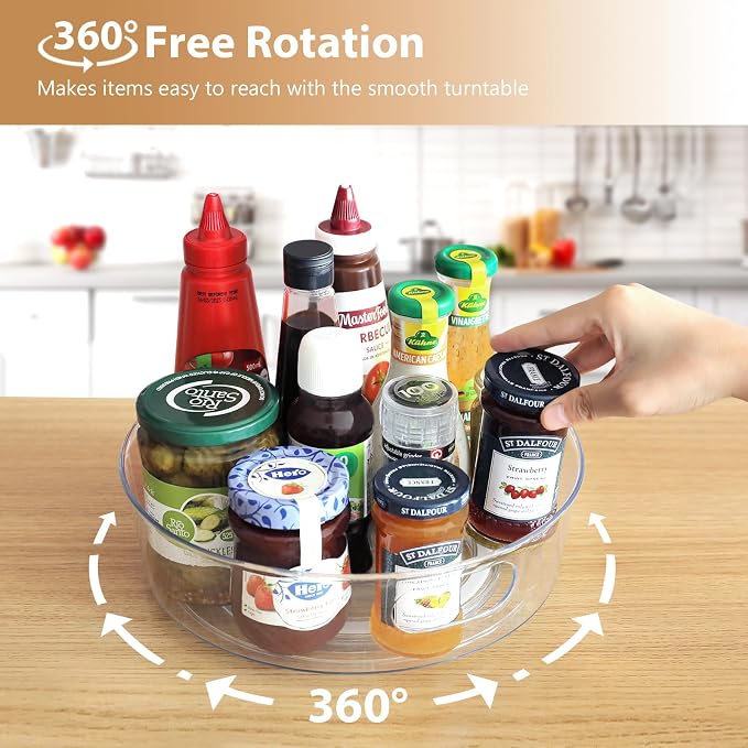 Guzon 3 Pack Lazy Susan Turntable, 11.5" Rotating Organizer with Handles - Image 2