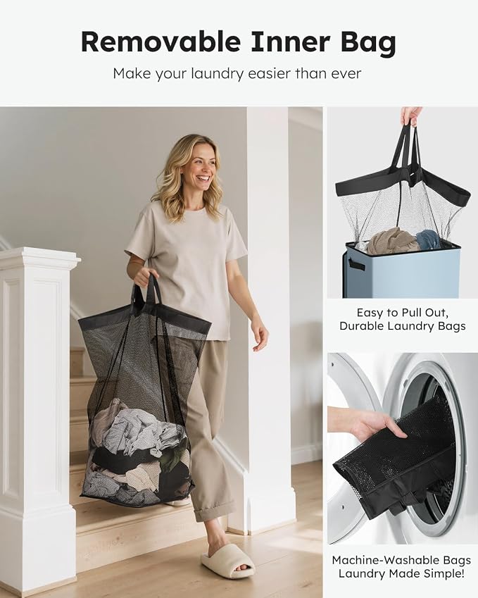 SOLEDI 90L Laundry Hamper with Lid, Large Collapsible Laundry Basket - Image 4
