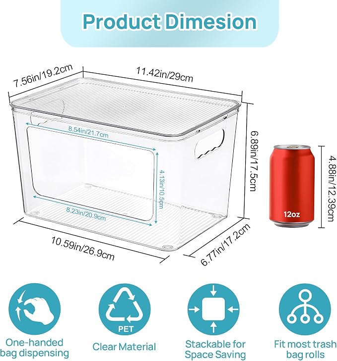 Vtopmart 1 Pack Clear Trash Bag Holder, Stackable Garbage Bag Dispenser - Image 2