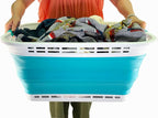 SAMMART 42L (11 Gallons) Collapsible Plastic Laundry Basket - Foldable Pop Up Storage Container/Organizer - Portable Washing Tub - Space Saving Hamper/Basket (White/Ceramic Blue) - Image 6