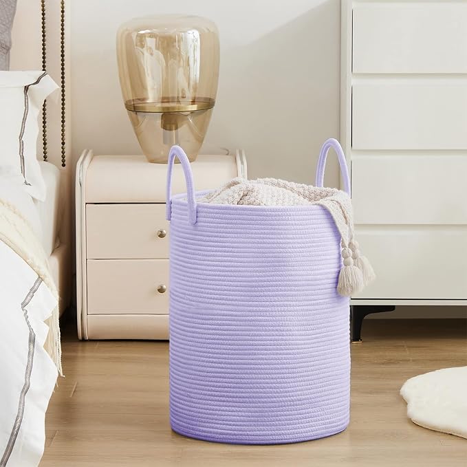 YOUDENOVA Cotton Rope Laundry Hamper Basket, 58L Blanket Basket for Nursery - Image 5