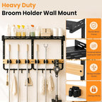 CONNOO Broom Holder Wall Mount with Shelf, Vacuum Organizer - Image 3