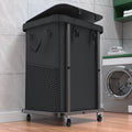 Laundry Basket with Lid,150L Rolling Laundry Hamper with Wheels Black by Unlockyourhomestoragelife
