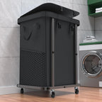 Laundry Basket with Lid,150L Rolling Laundry Hamper with Wheels Black by Unlockyourhomestoragelife