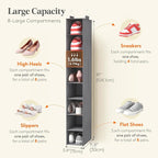 Lifewit 8 Section Hanging Shoe Storage Organizer for Closet Foldable, Gray | Folding Shoe Racks, Fabric Shoes Storage with Two Hangers, Closet Organizers and Storage for Wardrode, Dorm - Image 2