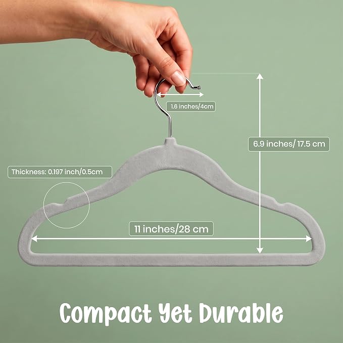 Utopia Home Kids Velvet Hanger 20 Pack – 11" Premium Baby Hangers - Grey - Image 3