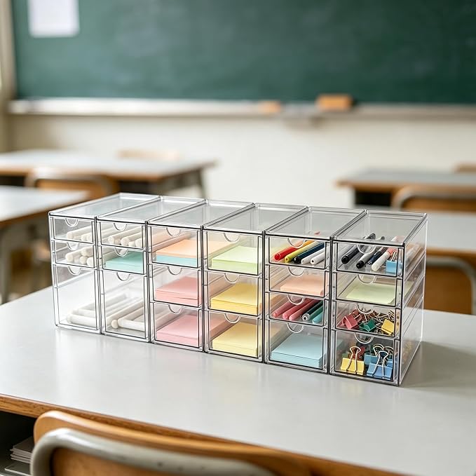Prsildan Stackable Desk Organizers with 20 Drawers, Craft Storage Drawer - Image 2