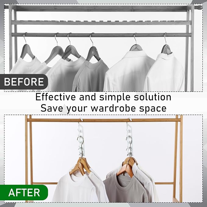 8 Pcs Space Saving Hangers for Clothes, Heavy Duty Plastic Space Saver Vertical Hanger, Closet Storage Organizer, College Dorms & Storage Closet Organizer for Shirts Pants Jeans - Image 5
