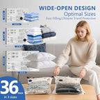 36 Pcs Travel Vacuum Bags for Clothing with Rechargeable Wireless air Pump - Image 3