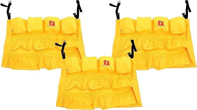 Trash Can Caddy Bag | Brute Compatible | Fits 32-55 Gallon Can | 12 Pockets | Heavy Duty Vinyl Construction Organizer for Cleaning & Janitorial Duties. (Pack of 3) by FaragJanitorial