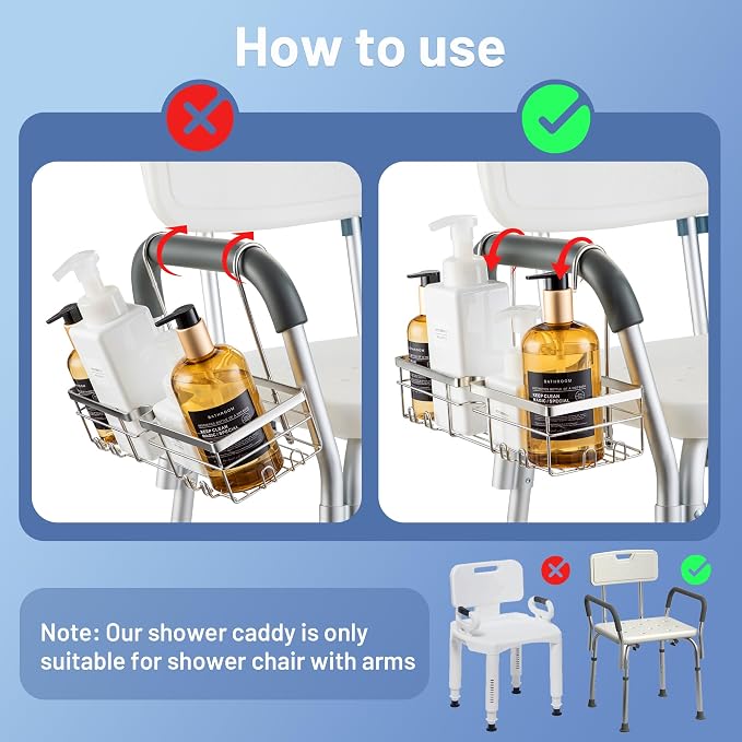 YUOROS 304 Stainless Steel Shower Caddy for Shower Chair - Image 4