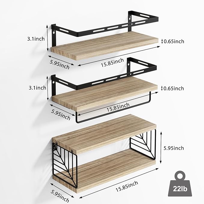 Fixwal Wall Mounted Bathroom Shelves Over Toilet (3+1 Light Brown) - Image 3