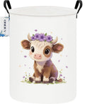 Round Cute calf Laundry Hamper Waterproof Fabric Home Storage by Unknown
