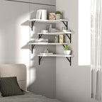 ROMGUAR CRAFT Corner Floating Shelves Wall Mounted Set of 4, Rustic Wood Storage Display Shelves for Home Decor, Bathroom, Kitchen, Bedroom, Living Room, Office (White) - Image 7