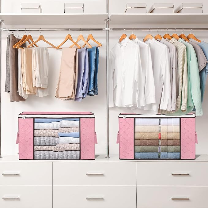 90L Large Storage Bags, 6 Pack Clothes Storage Bins Closet Organizers | oldable Storage Containers, with Reinforced Handle, for Clothing, Blanket, Comforters, Bed Sheets, Pillows and Toys - Image 7