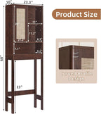 LEYAOYAO 68" Boho Over the Toilet Storage Cabinet with Rattan Sliding Door - Image 2