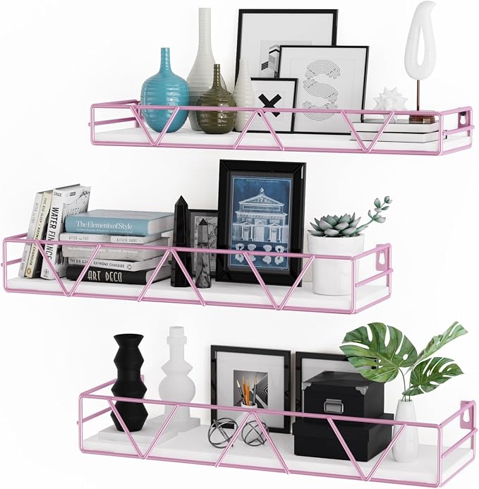 Floating Shelves Set of 3, Wood Wall Shelf, Farmhouse Shelf for Bedroom by Amoot