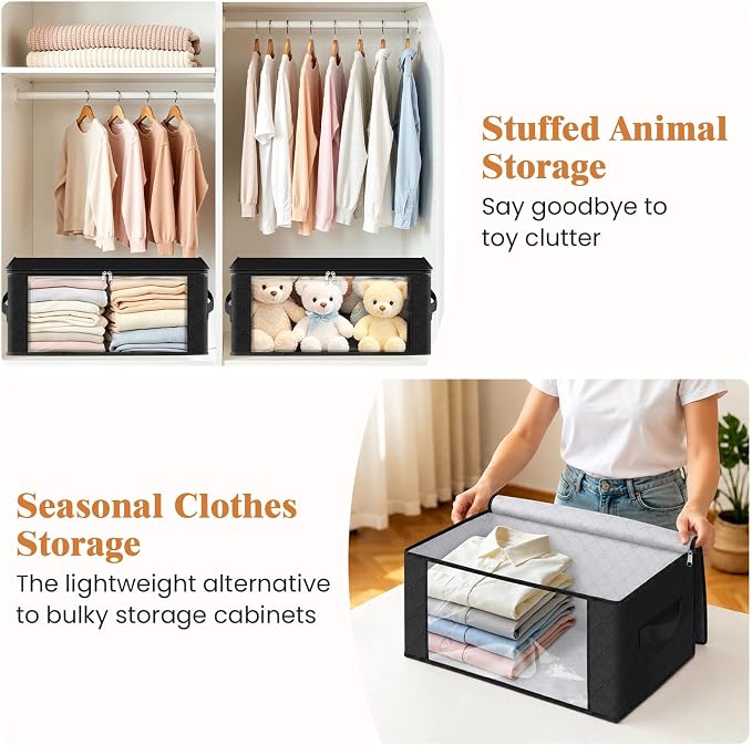 Fab totes 35L Closet Organizers, Foldable Under Bed Storage Containers | Storage Bags with Zippers,Window and Handles for Organizing Bedroom, Closet, Clothing,Organization with Handle - Image 4